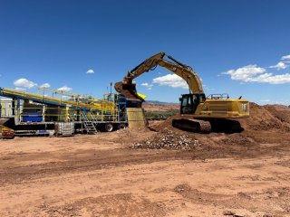 Earth mover in use at Cove Area Abandoned Uranium Mines