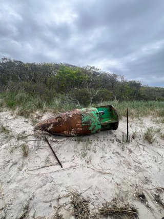 Buoy stranded on Shinnecock beach
