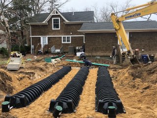 Septic system pipes in back yard
