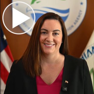 Portrait of Deputy Inspector General Performing the Duties of the Inspector General Nicole Murley with video play icon overlay. 