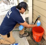 EPA inspector testing for PFAs at a Federal Facility