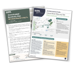 Two pages with blocks of color and maps along with text.