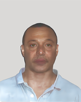 latino male, middle age, short hair, blue shirt, enhanced photo from 