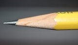 The tip of a sharpened pencil