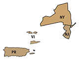 EPA Region 2 map, showing New York, New Jersey, the U.S. Virgin Islands and Puerto Rico.