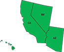 Map of EPA Region 9, which contains Hawaii, California, Nevada, and Arizona.