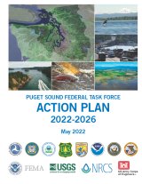Report title with collage of environmental images including a watershed map.